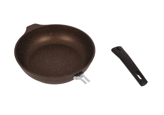 Сковорода 220/50 мм со съемной ручкой,антипригарное покрытие(кофейный мрамор)  смк222а  Сковорода 220/50 мм со съемной ручкой,антипригарное покрытие(кофейный мрамор)  смк222а