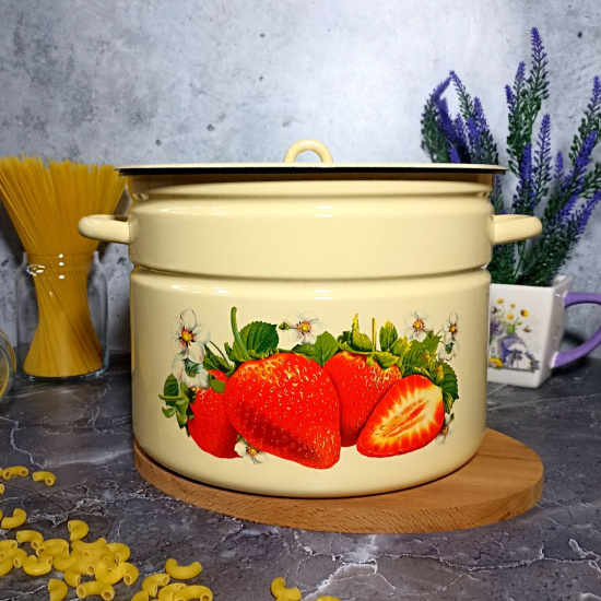 Кастрюля 12,5л цил. 1с300с крем Клубника садовая