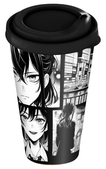 Стакан с крышкой 550мл с декором "Аниме" (черный) 223134830/01