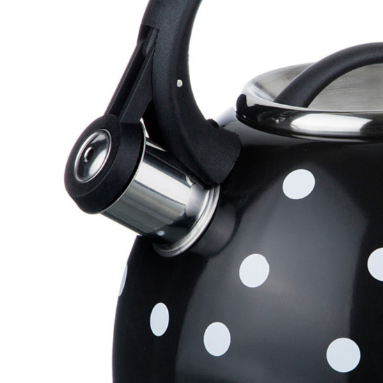 Чайник 2,5л нержавеющая сталь HR732-1 черный в белый горох OLS-001-5