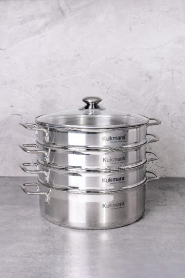 Мантоварка-пароварка 5,0 литров, диаметром 28см, со стеклянной крышкой STM502803sbG