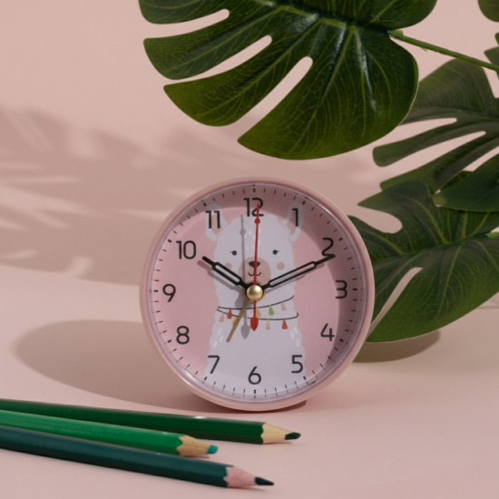 В7-033 Будильник кварц, корпус розовый "Альпака"