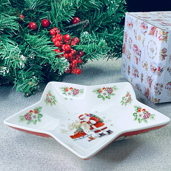 Блюдо 24х24см НОВЫЙ ГОД в под.уп. 205-291