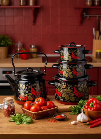 Набор из 4 пред.№142 "Рябина", черн. с красн. подп., 1с142/5