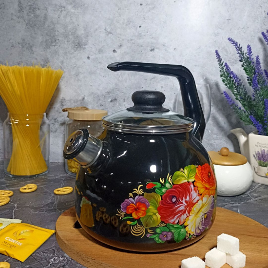 Чайник для плиты 3,0л 4с209я Жостово черн Чайник для плиты 3,0л 4с209я Жостово черн