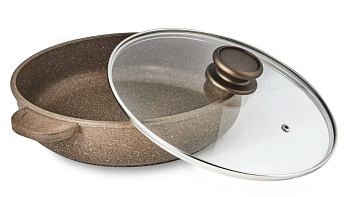 Жаровня с антипригарным покрытием и стеклянной крышкой ТМ Гардарика серия Алтай, 28 см 1828-07-10