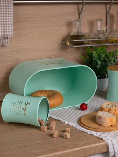 НАБОР AGNESS "MEADOW" 2 В 1  ХЛЕБНИЦА 10 Л 34*18*20 СМ, БАНКА ДЛЯ СЫПУЧИХ 1,1 Л 11*14СМ 3 ШТ 790-245