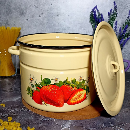 Кастрюля 12,5л цил. 1с300с крем Клубника садовая