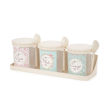 Набор емкостей "Ассорти" 0,7л (на полке)(бежевый) М8683