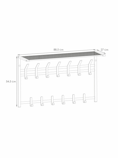 Вешалка с полкой 2-х ярусная "Торонто 32", hanger with shelf (Графит) ВСПТ32  ГР,,