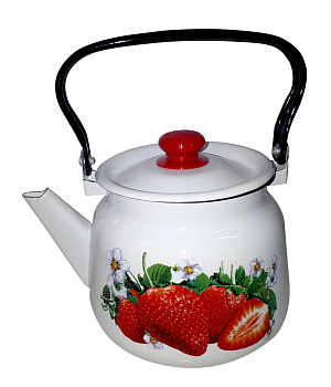 Чайник для плиты 2,3 л эмаль C2714.3*59 декор Клубника садовая белый с пласт. кнопкой Чайник для плиты 2,3 л эмаль C2714.3*59 декор Клубника садовая белый с пласт. кнопкой