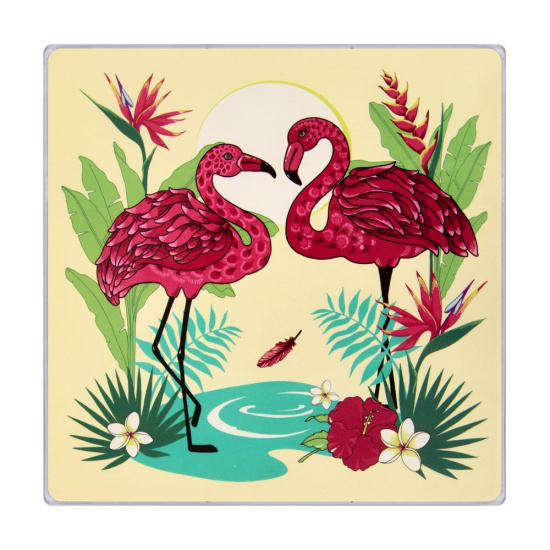 Доска разделочная+ подставка под горячее Фламинго 18*18см 48-14
