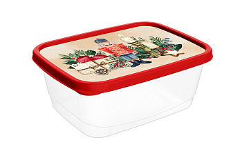 Контейнер для продуктов прямоугольный 0,5л с декором "Игрушки" (красный) 223137406/03