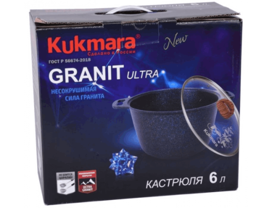 Кастрюля 6,0л со ст/кр АП линия "Гранит ультра" (оригинальный) кго62а