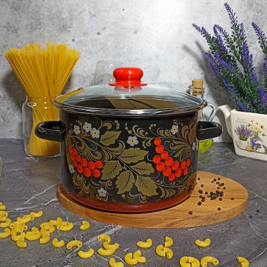 Кастрюля 5,5 л цил. Рябина 7RD221S черн