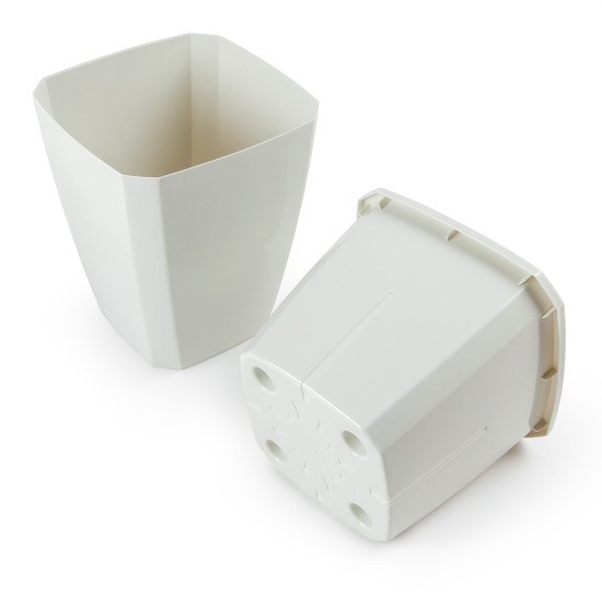 Кашпо квадратное с дренажной вставкой "Лаунж" 2,4л/1,6л светло-серое С371СЕР