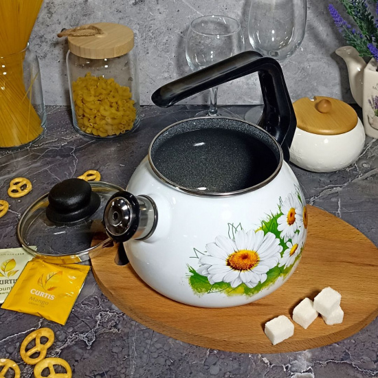 Чайник для плиты 2,0л 4с210я Ромашки лето белосн. сф. со св.   Чайник для плиты 2,0л 4с210я Ромашки лето белосн. сф. со св.