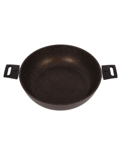 Сотейник 300/85мм со съемными ручками, стеклянной крышкой АП (кофейный мрамор) смк308а