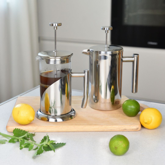 Френч-пресс комбинированный (нерж/стекло), 1000мл ФП-02 Френч-пресс комбинированный (нерж/стекло), 1000мл ФП-02