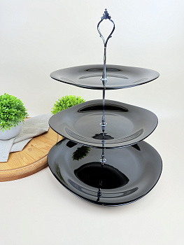 Ваза для фруктов 3-х ярусная Lavenir "Square soft color" 21,5/24/28 см LFP3AT BLACK 00107100