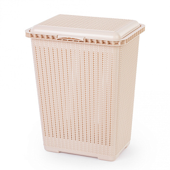 Корзина д/белья "Вязаное плетение" 25л (бежевый) М6904