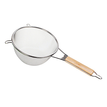 Сито металлическое глубокое с деревянной ручкой 18см ID1539