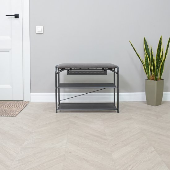 Подставка для обуви "Гранада 23В_НБК" с сиденьем и ящиком нубук (Графит) 