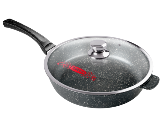 Сковорода 280/70мм с пластиковой ручкой с крышкой с2852аг