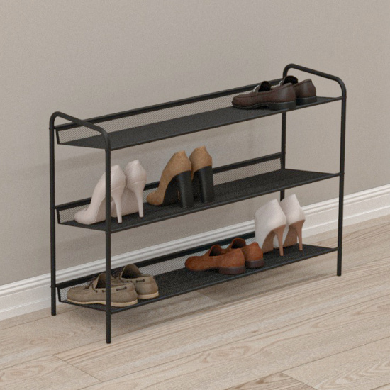 Подставка для обуви 3-х полочная "Женева 33"  (черный)