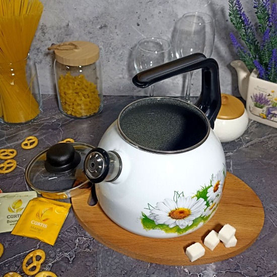 Чайник для плиты 3,0л 4с209я Ромашки лето белосн. сф. со св.