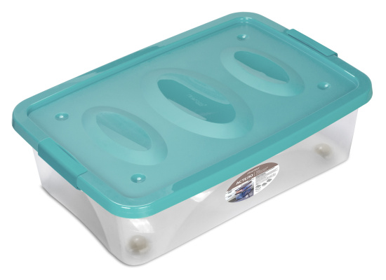 Ящик универсальный "Астело" 600х400х180мм на колесиках бирюзовый С664БИР