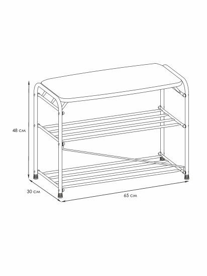 Подставка для обуви "Альфа 23" с сиденьем (Белый) (3-х полочная,60см)