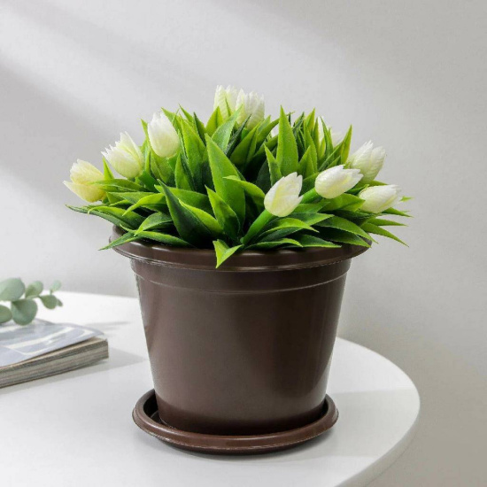 Горшок цветочный Эконом 2л с под коричневый М6601