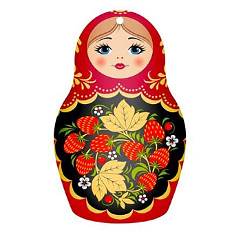 Доска деревянная разделочная сувенирная матрешка с принтом "Красавица земляничка" ID11058