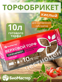 Торфобрикет 10л Верховой торф кислый БИОМАСТЕР Торфобрикет 10л Верховой торф кислый БИОМАСТЕР