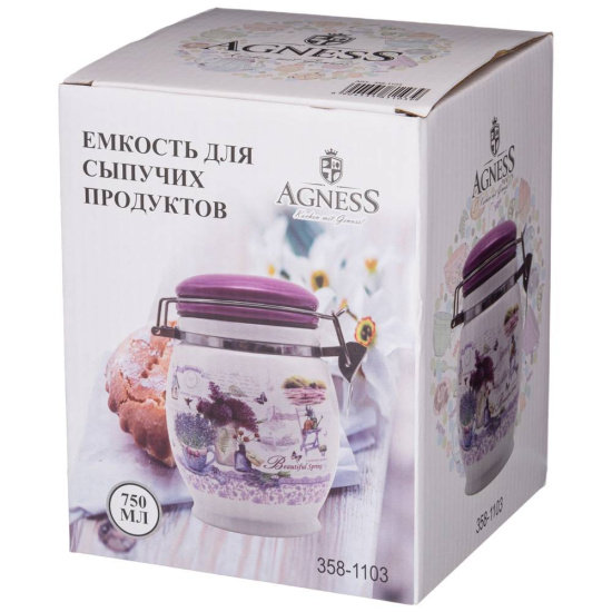 БАНКА AGNESS "ЛАВАНДОВАЯ ВЕСНА" 11,5*15 СМ 750 МЛ (КОР=24ШТ.) (358-1103)