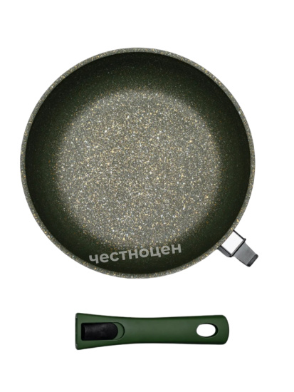 Сковорода 260мм со съемной ручкой, со стеклянной крышкой, АП (Malachite),"Trendy Style" OZ-263tsml