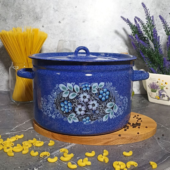 Кастрюля 7,0л 1с18с син. с зерн. Голубика 
