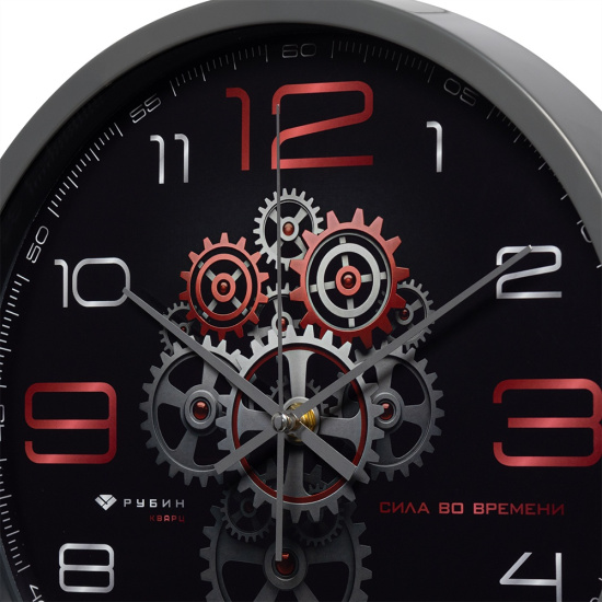 3027-060 (10) Часы настенные круг d=30см, корпус темно-серый "Механика", Рубин