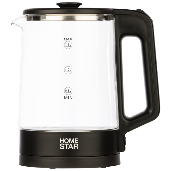 Чайник Homestar HS-1008 (1,8л), стекло, черный 107010