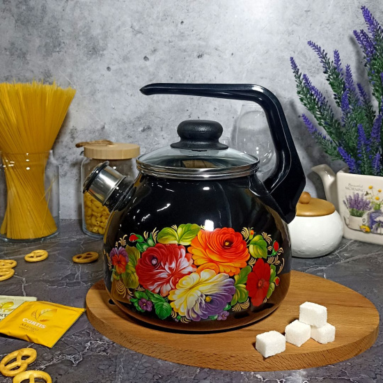 Чайник для плиты 3,0л 4с209я Жостово черн Чайник для плиты 3,0л 4с209я Жостово черн