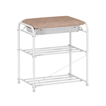 Подставка для обуви "Альфа 13" с сиденьем и ящиком (Белый) (3-х полочная,45см)