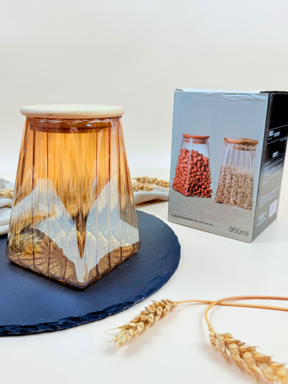 Банка для хранения с бамбуковой крышкой 950мл OLS-339-35