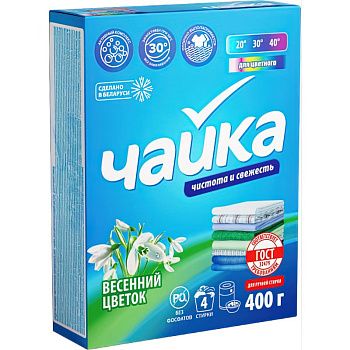 Порошок стиральный 400гр ручная стирка Весенний цветок Чайка