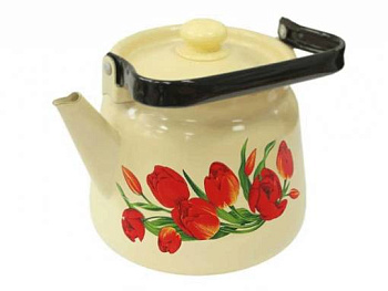 Чайник для плиты 3,5 л сфер. Тюльпаны  палевый с петлей С2716.П*78 Чайник для плиты 3,5 л сфер. Тюльпаны  палевый с петлей С2716.П*78