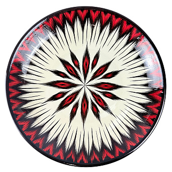 Ляган 38см, плоский Риштанская керамика Атлас цвет Микс