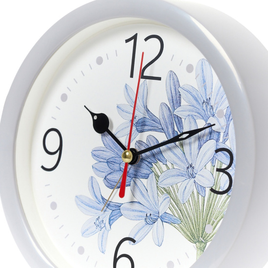 В4-064 (20) Будильник кварц d=15см, корпус светло-серый "Агапантус", Рубин