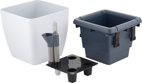 Горшок с автополивом InGreen Munchen 5л с внутрен.вставк. 2,2л, квадр, белосн жасмин IG622411048 Горшок с автополивом InGreen Munchen 5л с внутрен.вставк. 2,2л, квадр, белосн жасмин IG622411048