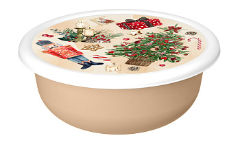 Миска "Modena" 2,1л с крышкой с декором "Игрушки" (бежевый) 223138327/10 