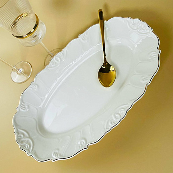 Овальное блюдо 41х25х4см КРОКУС ЗОЛОТО в под.уп. 109-266